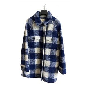 Sezane Blue and White Plaid Jacket